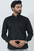 Veshbhoshaa Bluebird Men'S Black Mandarin Collar Formal Shirt